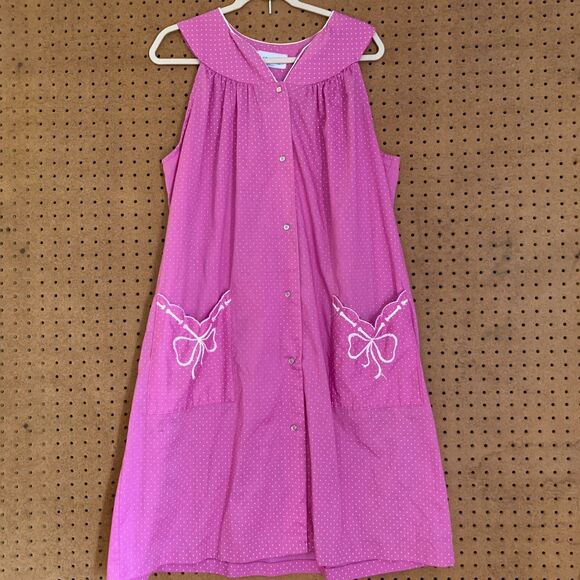 Vintage Laura Dee Intimates Slip Night House Dress Dainty Cottagecore Purple Bow - Picture 1 of 9